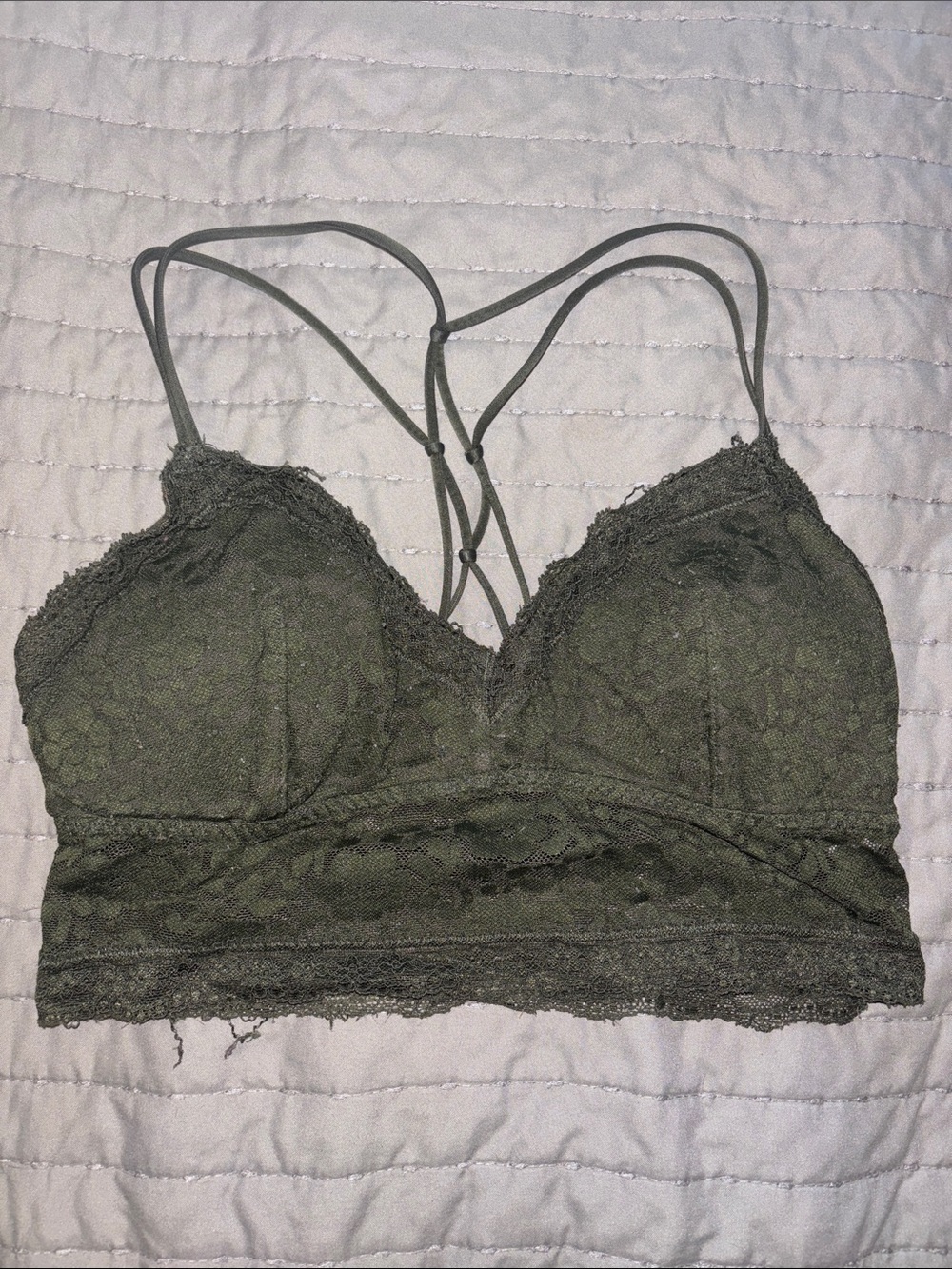 Gilly Hicks Olive Lace Bralette with Strappy Back